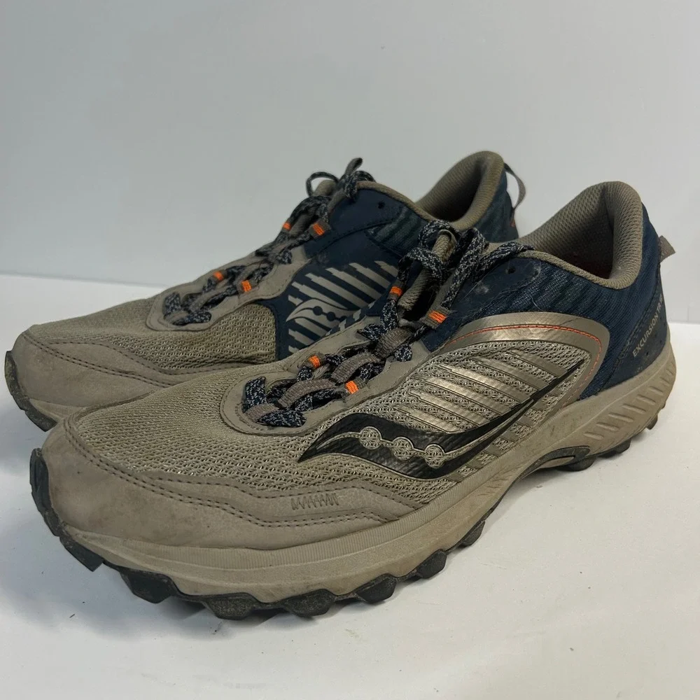 Saucony Excursion TR15 Navy Tan Orange Mens 11 Wide Trail Running Shoe S20669-30